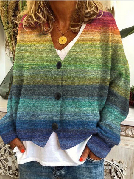 Damen Strickjacke Bunt | Mit Knopfleiste