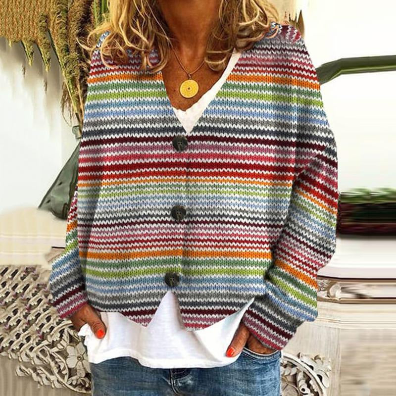 Damen Strickjacke Bunt | Mit Knopfleiste